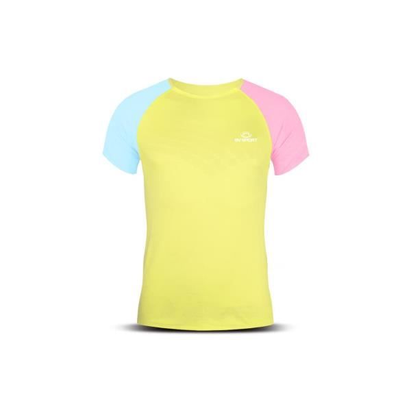 t-shirt de running bv sport aerial - jaune/bleu/rose - s
