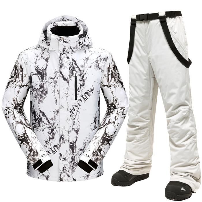 Combinaison de ski homme imperm?�able coupe-vent hiver chaude - Blanc Gris clair - Cdiscount Sport