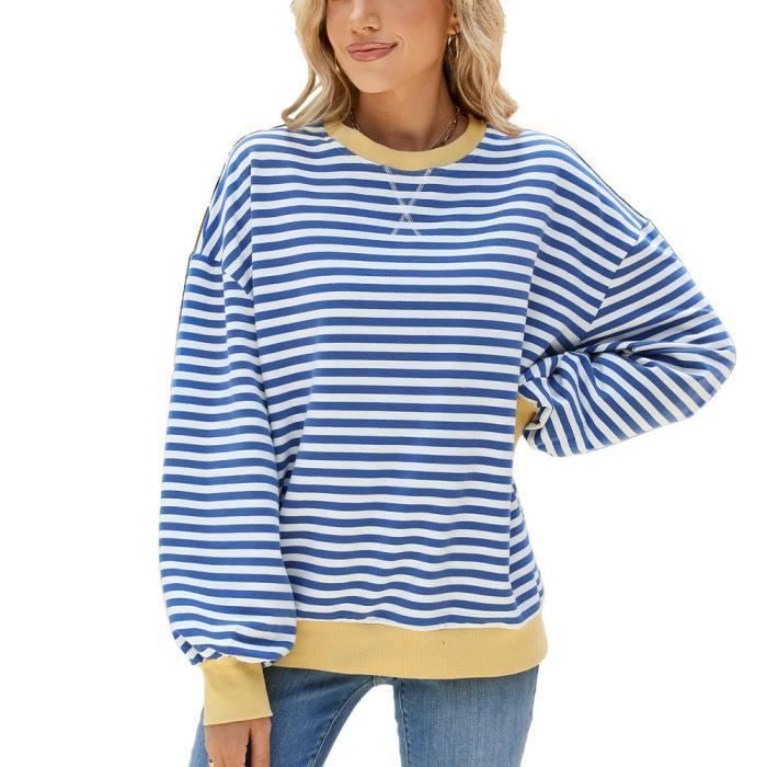 Pull Fille 8 Ans Cotton On Kids - Bleu Rayé Col Rond Coton