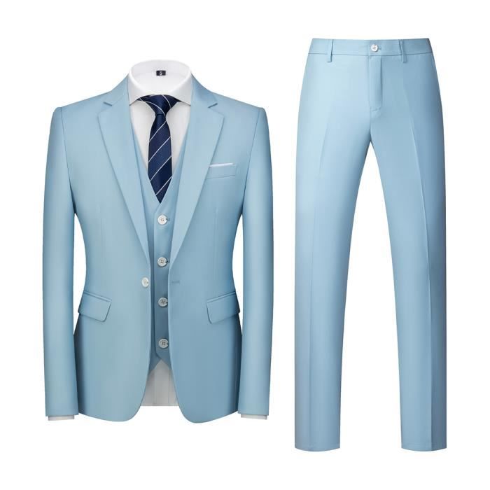 QZI Hommes Trois pièces Costume Velours Veste Gilet Pantalon Smoking