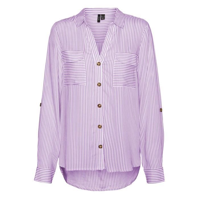 Chemisier satiné à manches longues - Violet - 15.00