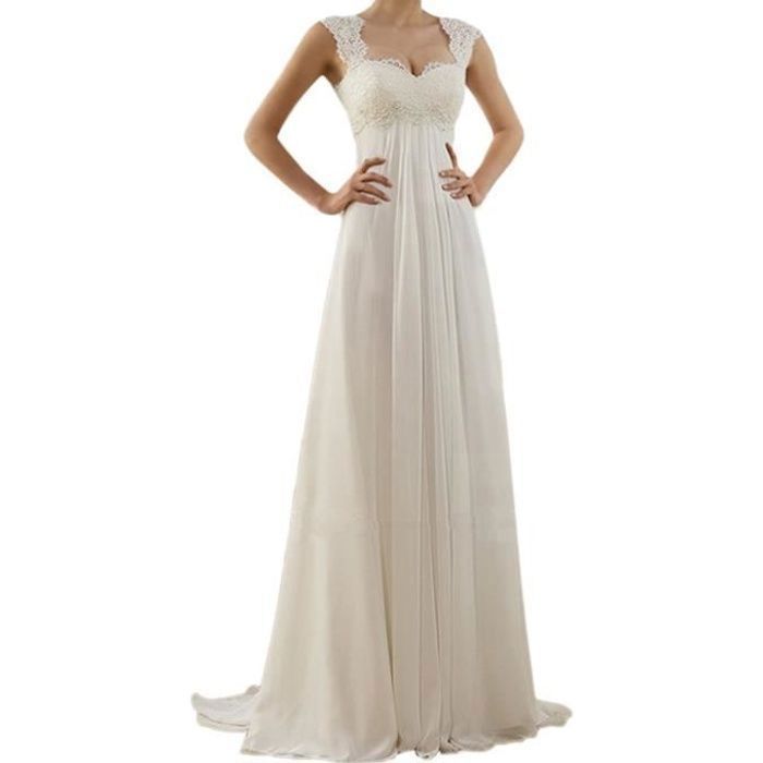 Robe Longue Satin Blanche de Soirée et Mariée en Dentelle