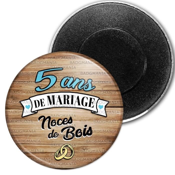 Magnet Aimant Frigo 5 9 Cm 5 Ans De Mariage Noces De Bois Anneaux Anniversaire Mariage Cdiscount Maison