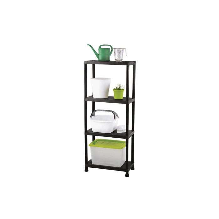 Perel Étagère de rangement avec 4 tablettes montage sans outils avec fixation murale 20 kg par tablette 60x30x138 cm Perel Étagère de rangement avec 4 tablettes montage sans outils avec fixation murale 20 kg par tablette 60x30x138 cm