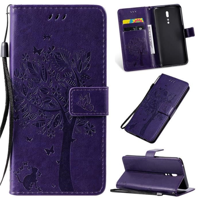 Hauw Coque Oppo Reno Z,Vue D/égag/ée Etui /à Rabat Miroir pour Oppo Reno Z,Bleu Ciel