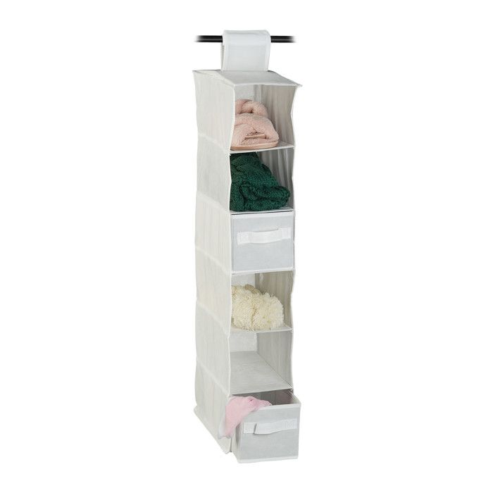 Etagère à suspendre en tissu lot de 2 6 compartiments 2 tiroirs pour dressing HLP: env. 82 x 14 5 x 30 cm blanc