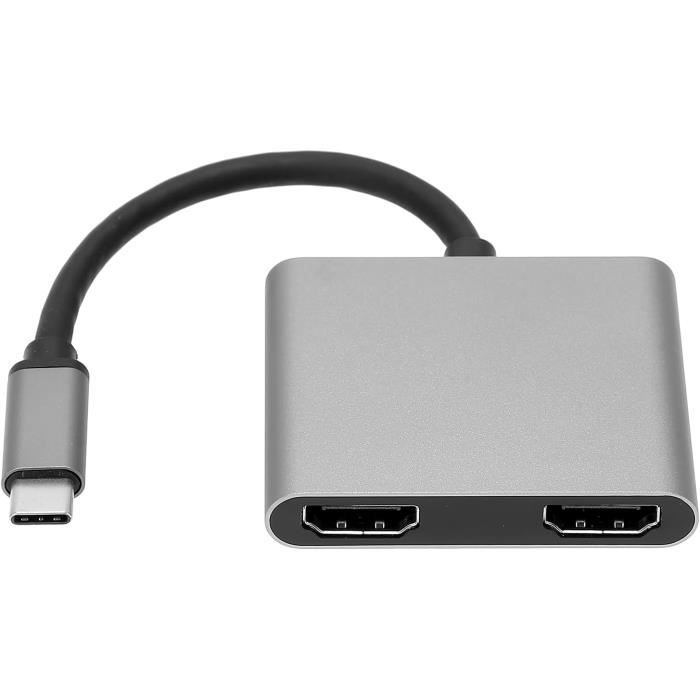 Station D'accueil USB-C Double HDMI 4K - Hub 2 écrans, Charge Rapide, Alliage Aluminium Pour PC Portable - 5