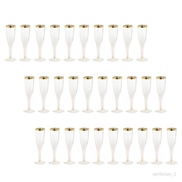 30 Pièces Flûtes à Champagne Jetables Élégantes Classiques Gobelets à