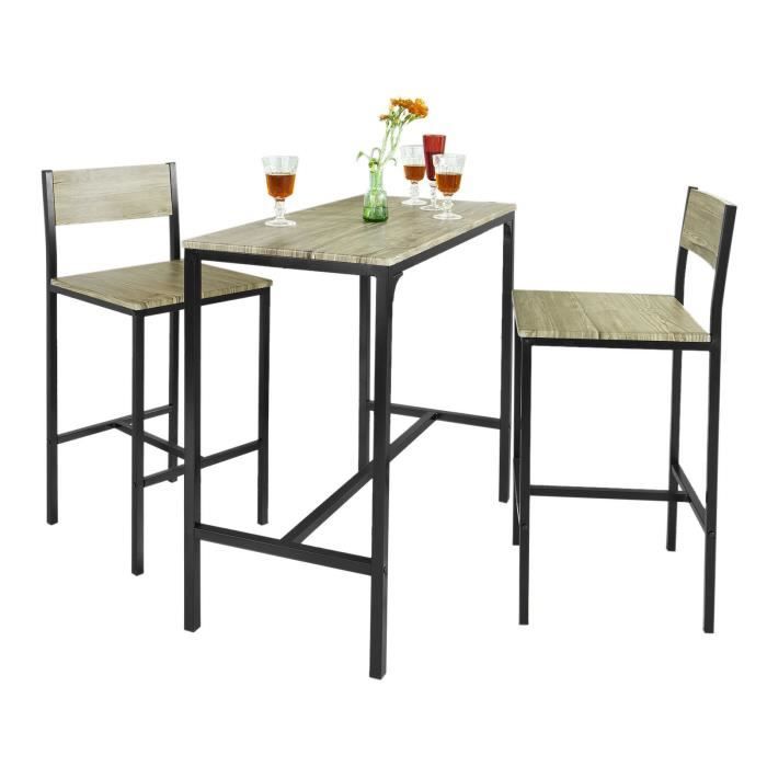 sobuy ogt03-n ensemble table de bar + 2 chaises, set de 1 table + 2 chaises, table haute cuisine