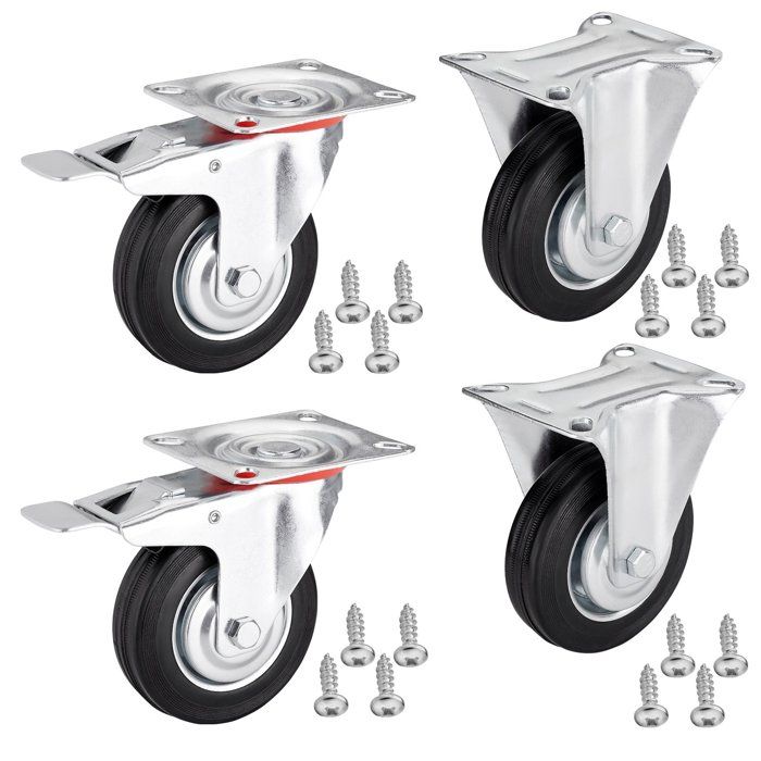 SOTECH 4 pièces Roulettes Ø 75 mm 2x roulettes fixes 2x roulettes pivotantes avec frein Hauteur 96 mm Charge 280 Kg