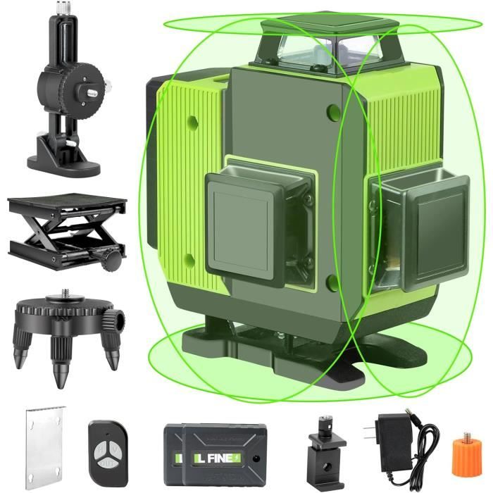 Niveau Laser 4D 16 Lignes Vert Auto-Nivelant 360° - Avec Trépied, Parfait Pour Bricolage