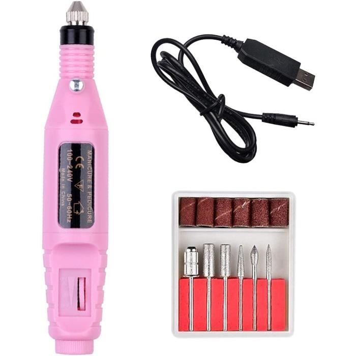 Kit Manucure Pédicure électrique - Lime à Ongles Avec Mèches, Alimentation Batterie 1.5V