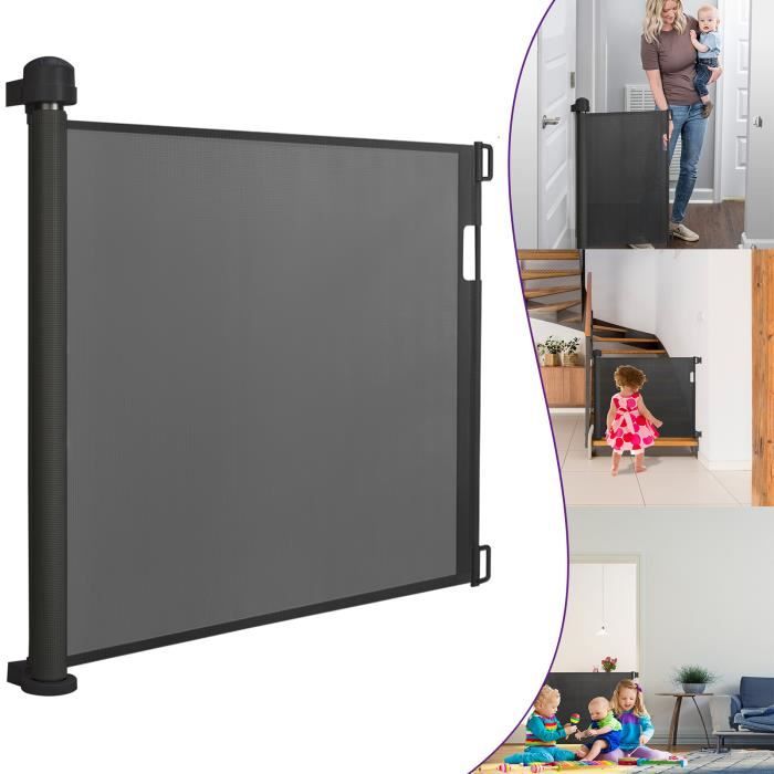 Meilleurs prix pour Barrière de sécurité rétractable pour les bébés et les chiens 0 à 140 cm Barrière de sécurité extensible le noir SUUSOLNY