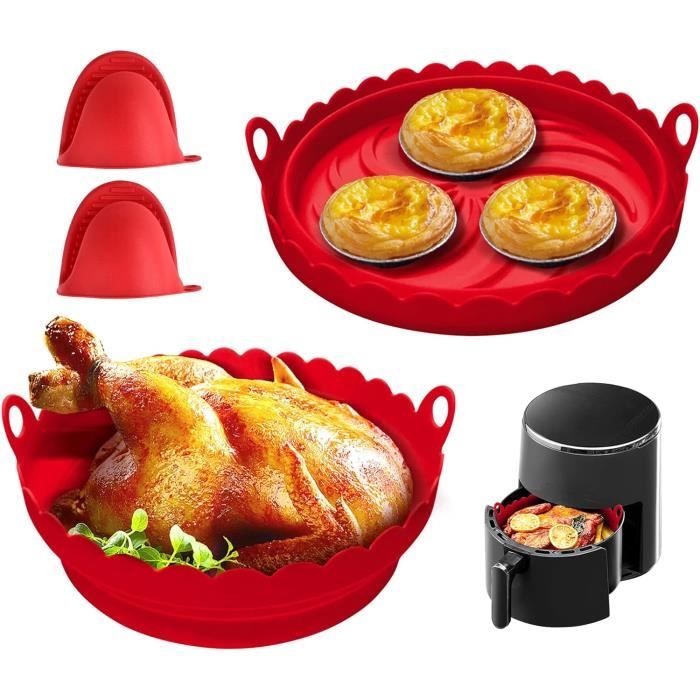 CLTPY Lot De 2 Moules Silicone Pour Air Fryer Philips 4.1L + Gants Isolants Offerts – Accessoires Anti-adhésifs Réutilisables HD9252 HD9200 HD9255