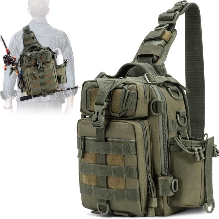 Sac à Dos Pêche BlesMaller 45L - Imperméable Avec Porte-Cannes, Idéal Randonnée Camping Trekking
