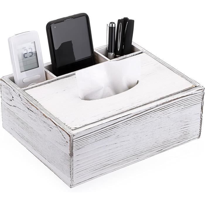 Boîte à mouchoirs en bois Multi-usage télécommande titulaire stylo