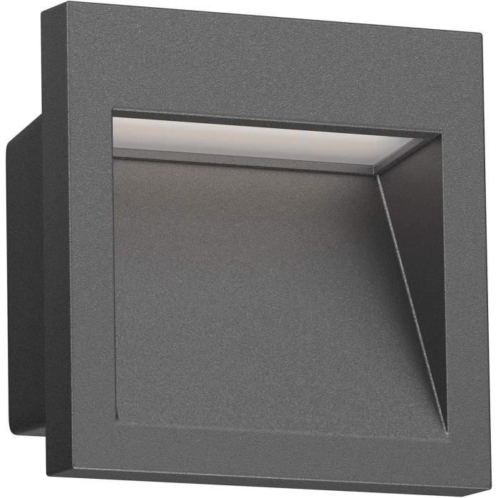 10 LED inbouw wandlamp NOLA, downlight voor buiten, IP54 mat, 140 x 70mm, warm wit