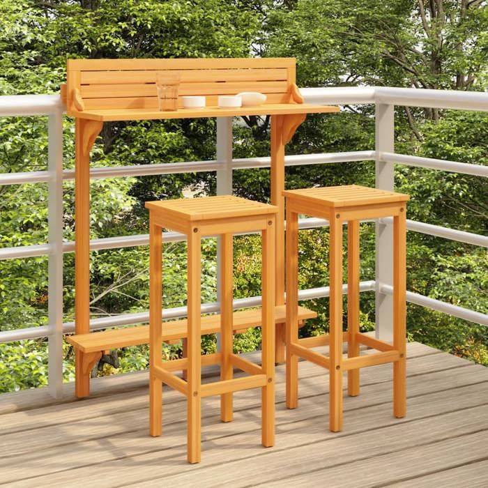 vidaXL Ensemble de bar de balcon 3 pièces Acacia solide