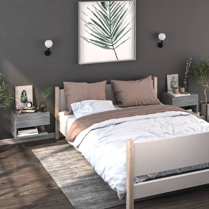 vidaXL Tables de chevet murales 2 pcs Sonoma gris 816949