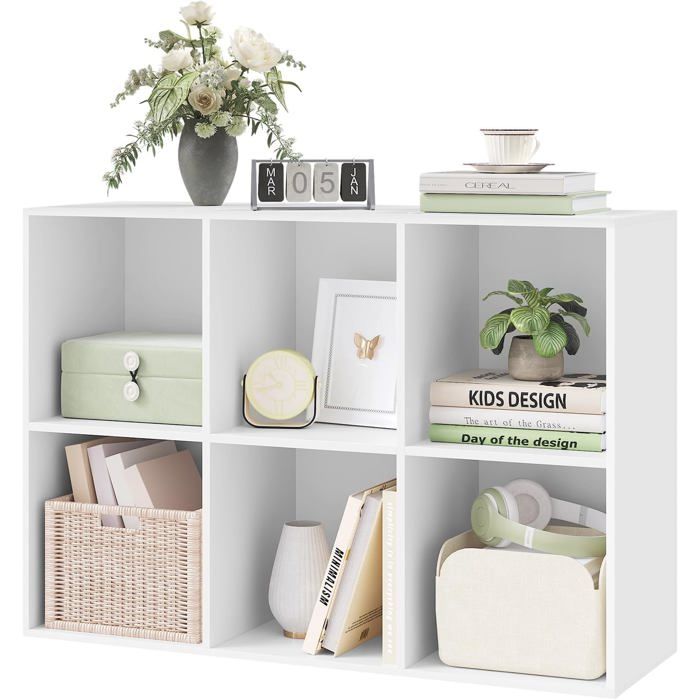 Bibliothèque armoire WOLTU - Meuble de rangement en MDF avec 6 compartiments - Blanc