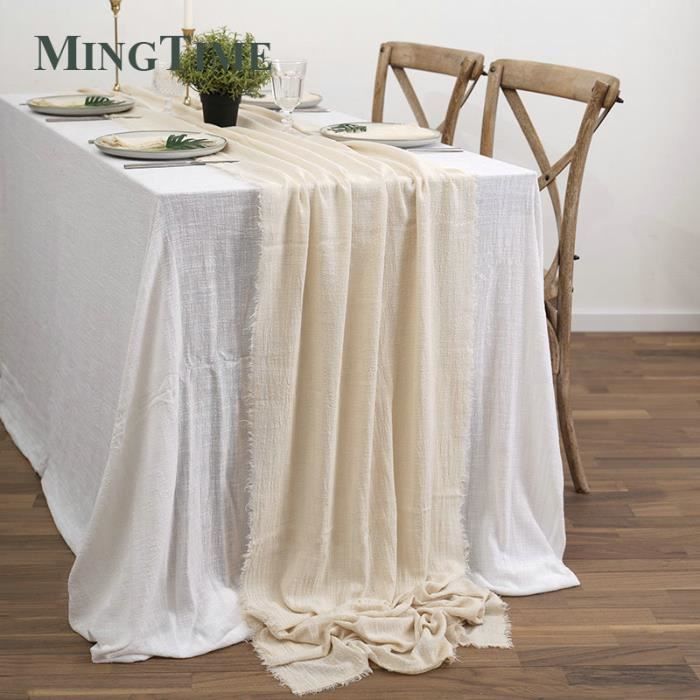 NAPPE DE TABLE ,Beige-63cm x 400cm--Chemin de Table rustique en gaze de  coton, fournitures de mariage Vintage, en lin, décorations d - Cdiscount  Maison