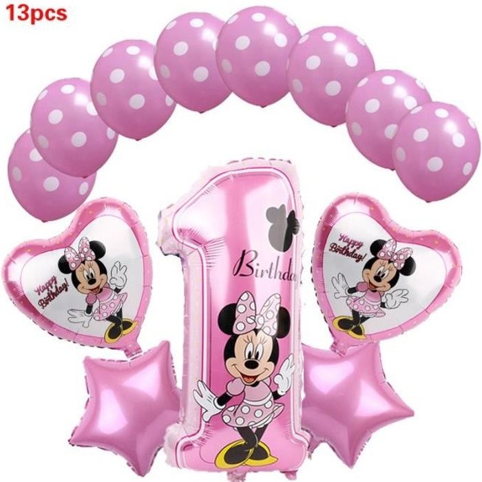 Balloon 13pcs Banniere D Anniversaire Minnie Mouse Fournitures De Decoration Pour Fete D Anniversaire Pour Filles Cdiscount Maison