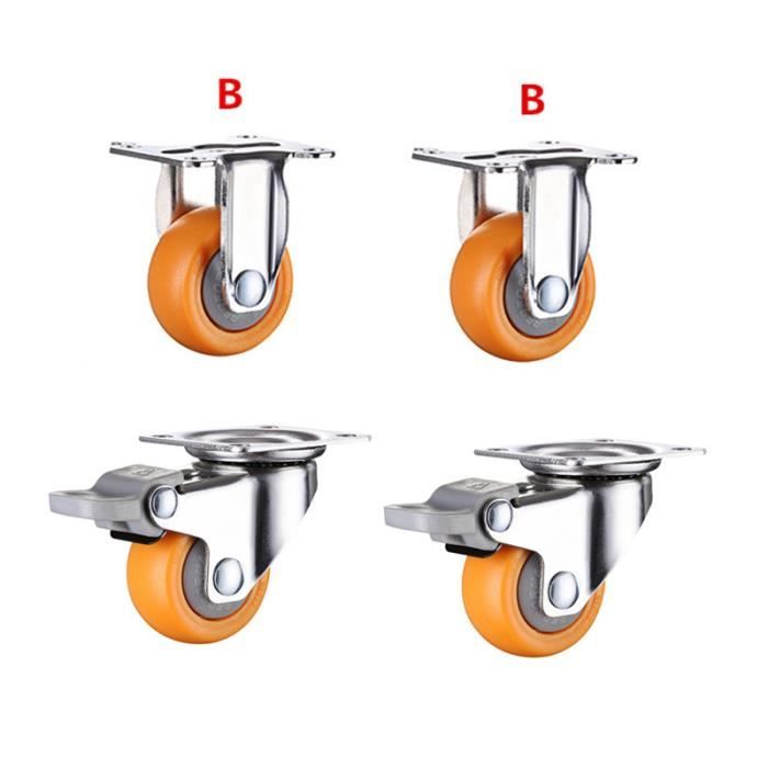 Lot De 4 Roulettes Pivotantes 50Mm 100Kg Roulettes Pour Meubles Type L Roue Pour Meuble Avec Frein Rotation 360 Pour - Bricolage