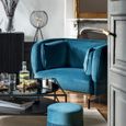 Fauteuil - ATMOSPHERA - Isee - Velours bleu canard - Design tendance - Confortable-1