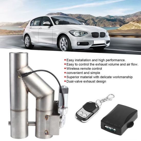 Tbest Soupape D'échappement électrique 2.5in 63mm Double Valve De Contrôle D 'Échappement Tuyau Électrique En Y Télécommande - Auto