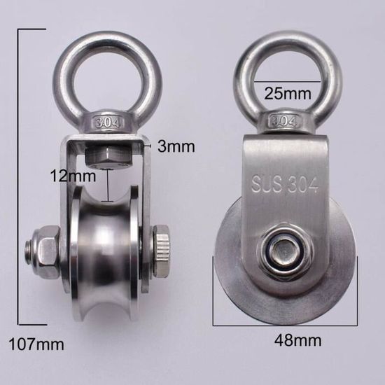 BUYGOO 2PCS Poulie Simple Acier Inox M50 400KG - Poulie De Levage Pivotante 360°