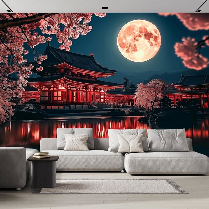 Papier Peint Photo 3D – Fleur Rouge, Modèle 1703NA, Déco Murale Familiale