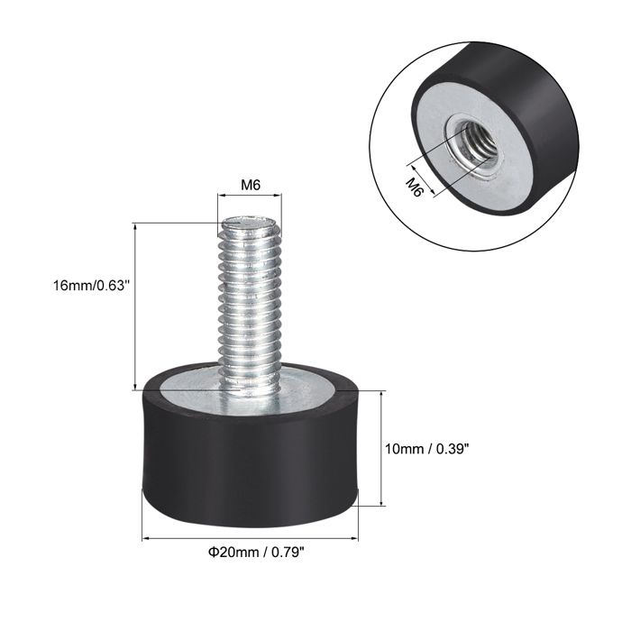 Silent Bloc M8, 4pcs Plot Anti Vibration Silenbloc Caoutchouc, Double Extrémités Vis Absorbeur Anti Vibration Pour Bateau Voiture Amortisseur Silencieux -(M8 X 23, 30 X 30