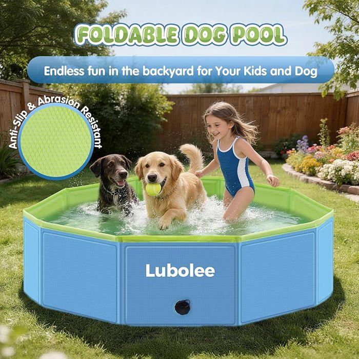 Piscine pour Chien, 120cm Pliable Piscine Chien Petits et Grands
