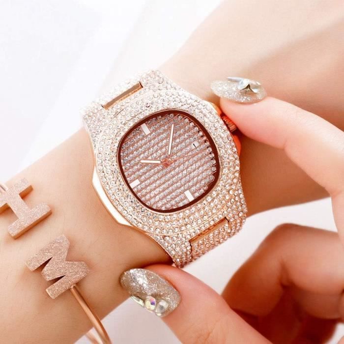Vente Montre Femme strass Bracelet Noir et Argent Lofty, livré 48h