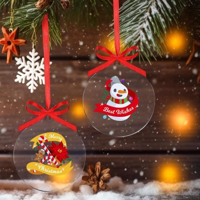 Décoration d'arbre de Noël,30 Pcs Boule de Noel Transparente avec Ruban  Rondes Boules de Noël en Acrylique-7.6cm x 2mm - Cdiscount Maison