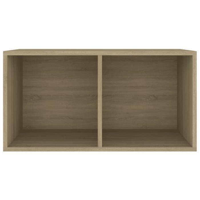 VidaXL Boîte Rangement Vinyles Chêne Sonoma – Étagère Collection Disques 71×34×36 Cm – Organisateur Salon