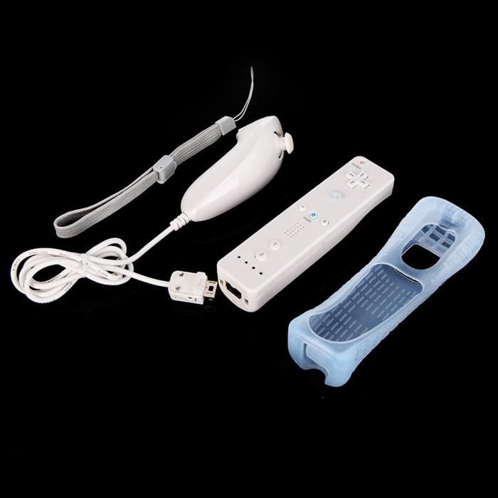 Manette Wii Motion Plus intégré + housse protection bleu compatible  compatible avec Nintendo WII WII mini WII U