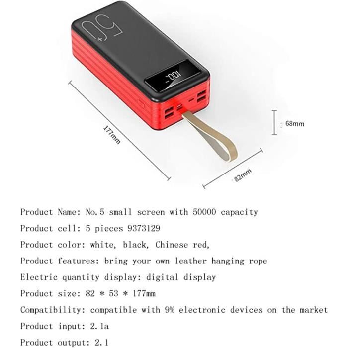 A ADDTOP Batterie Externe, 65W 20000mAh Power Bank Charge Rapide 3 Ports, Chargeur Portable PD3