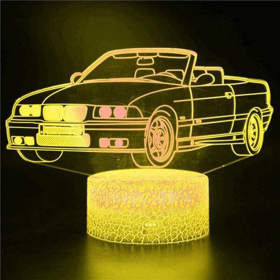 3D voiture de sport LED Lampe d'illusion Optique Lampe Lumière de Nuit avec  USB et 7 Couleurs Décoration pour Enfant Chambre Chevet - Cdiscount Maison