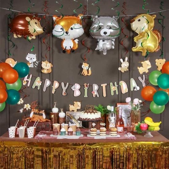 Anniversaire Animaux de la Foret Happy Birthday Decoration Kit Tourbillon  Suspendu Guirlande Papier Jungle Birthday Deco Cake Topp - Cdiscount Maison