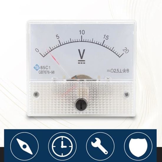 Voltmètre 85C1 DC 0-20V 0-50V 0-100V 0-300V 0-500V Rectangulaire Classe 2.5  Analogique Groupe Volt Mètre de Tension DC 0 à 100 V