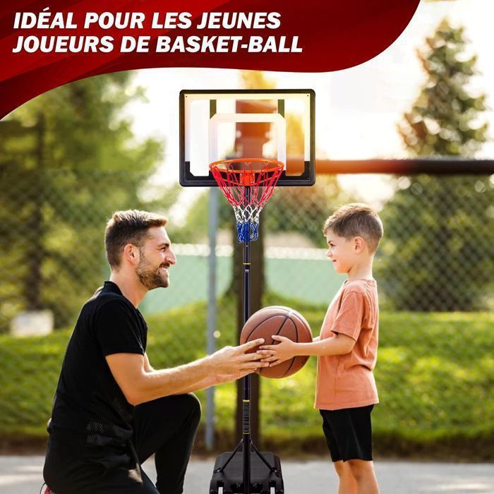 OneTeam Panier Basket Enfant – Hauteur Réglable, Cadre Acier 45 Mm, Planche 82x58 Cm, Panier 38 Cm à Double Ressort, Durable
