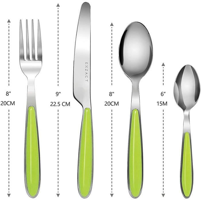 Set De Couverts 16 Pièces Or Et Vert - Acier Inox Pour 4 Personnes | Couteaux/fourchettes/cuillères