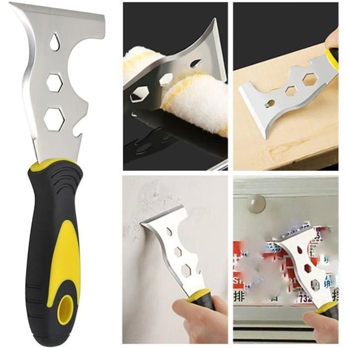 Grattoir Multifonction 9-en-1 En Acier Inox - Outil Peinture Et Mastic Ultra-Pratique !