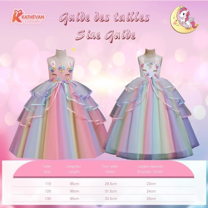 Robe Princesse Licorne Kathévan - Costume Carnaval Fête Halloween Cadeau  Noël Anniversaire Fille - Rose - Cdiscount Jeux - Jouets