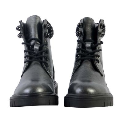 Bottines Femme Kaporal Zalma Etain Cuir Lacets Ronds Confort Exceptionnel