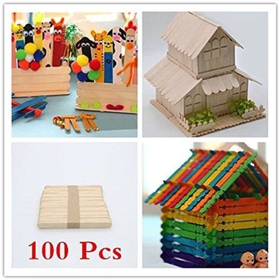 Bâtonnets En Bois Naturels Pour Bricolage Et Loisirs Créatifs - Lot De 500 - Bout Arrondi, Surface Lisse - Idéal Enfants Et Adultes