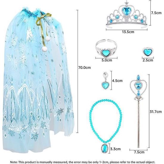 Coiffure Princesse 5 Pièces – Couronne, Baguette, Collier Et Boucles D’oreilles – Set Scintillant Pour Fille, Fête Et Carnaval – Taille Unique