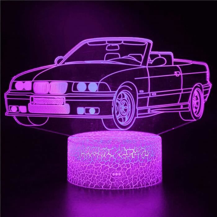 3D voiture de sport LED Lampe d'illusion Optique Lampe Lumière de Nuit avec  USB et 7 Couleurs Décoration pour Enfant Chambre Chevet - Cdiscount Maison
