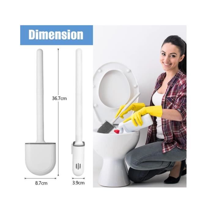 Brosse WC Silicone avec Support - Brosse Toilette à Tête Plate